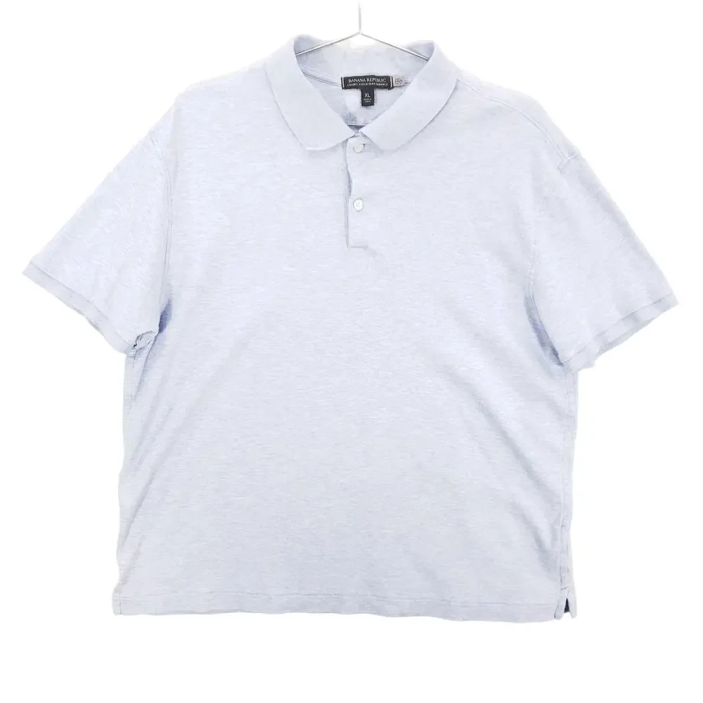 Banana Republic Polo‎ Shirt Mens Extra Large Heather Blue Luxury Performance Top